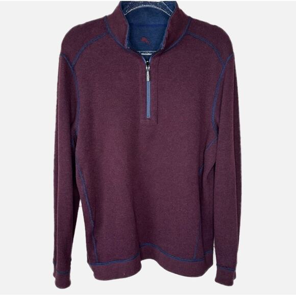Tommy Bahama Reversible 1/4 Zip Collared Pull Over Shirt - Picture 1 of 9